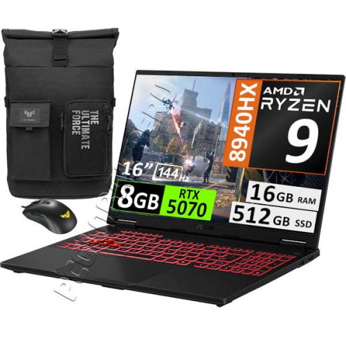 Asus TUF A16 FA608PP, Ryzen 9, 16GB, 512GB, RTX5070 8Gb, Espanol