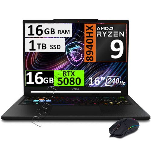 MSI Raider A16 HX B8WI, Ryzen 9, 16GB, 1TB, RTX5080 16GB, 16'