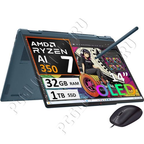 Lenovo Yoga 7 2-en-1, Ryzen AI 7-350, 32GB, 1TB, 14" Oled x360