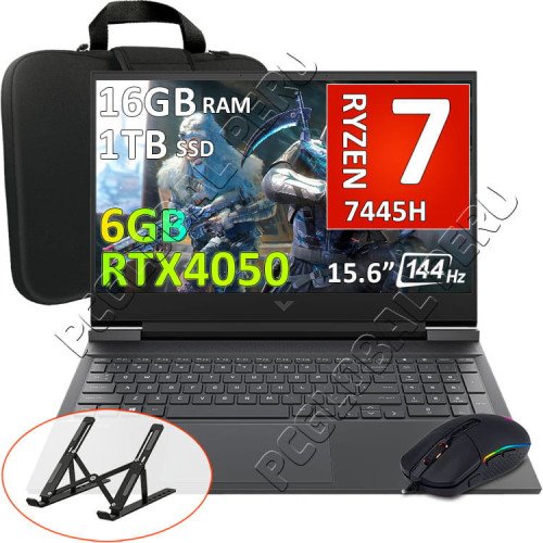 HP Victus 15 Gaming, Ryzen 7-7445HS, 16GB, 1TB, RTX4050 6GB, 15.6"