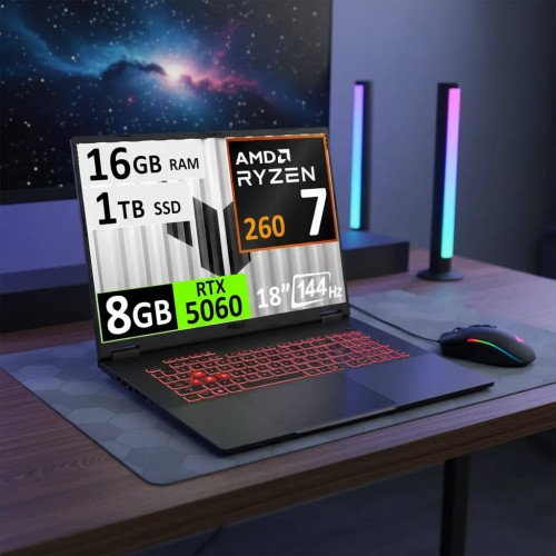 Asus TUF A18 FA808, Ryzen 7-260, 16GB, 1TB, 18" 144Hz, 8GB RTX5060