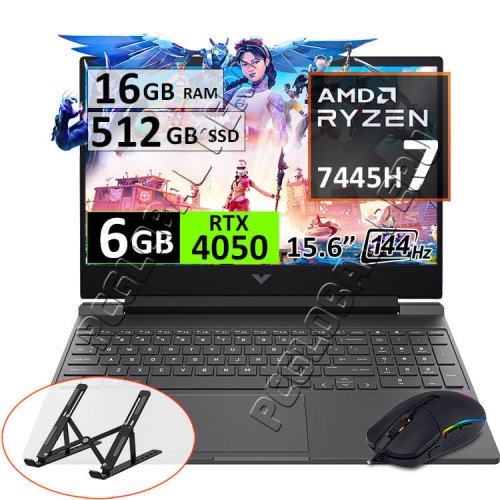 HP Victus 15 Gaming, Ryzen 7, 16GB, 512GB, 15.6", RTX4050 6GB