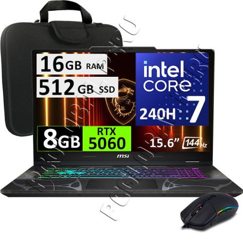 MSI Cyborg 15 B2RWFKG, Core 7-240H, 16GB, 512GB, RTX5060 8GB, 15.6"