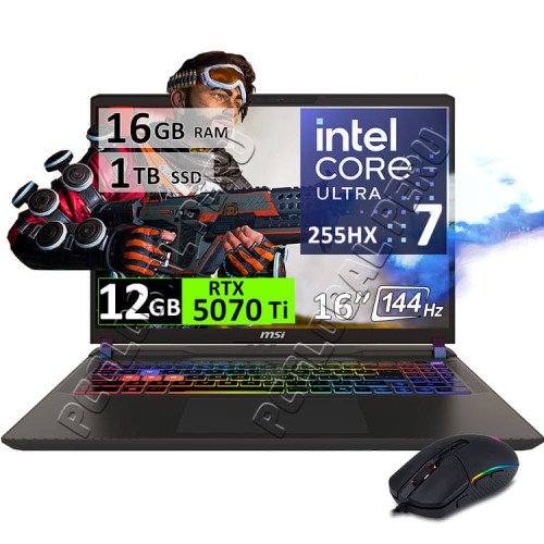 MSI Vector 16 HX AI, Ultra 7-255HX, 16GB, 1TB, RTX5070Ti 12GB, 16"