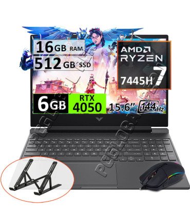 HP Victus 15 Gaming, Ryzen 7, 16GB, 512GB, 15.6", RTX4050 6GB