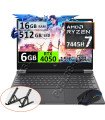 HP Victus 15 Gaming, Ryzen 7, 16GB, 512GB, 15.6", RTX4050 6GB