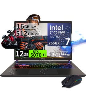 MSI Vector 16 HX AI, Ultra 7-255HX, 16GB, 512GB, RTX5070Ti 12GB