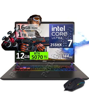 MSI Vector 16 HX AI, Ultra 7-255HX, 16GB, 1TB, RTX5070Ti 12GB, 16"