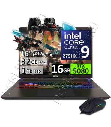 MSI Vector 16 HX AI, Ultra 9-275HX, 32GB, 1TB, 16", RTX5080 16GB