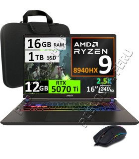 MSI Vector A16 HX A8WHG, Ryzen 9, 16GB, 1TB, RTX 5070TI 12GB, 16"