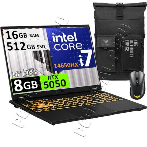 Asus TUF F16 FX608JHR, Core i7-14650HX, 16GB, 512GB, RTX5050 8GB