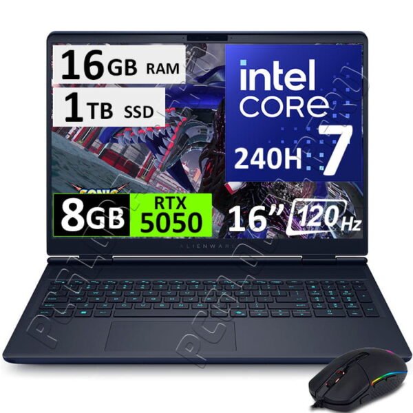 DELL ALIENWARE X16 AURORA, CORE 7-240H, 16GB, 1TB, RTX5050 8GB