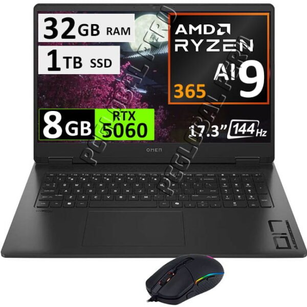 HP OMEN 17DB, RYZEN AI 9, 32GB, 1TB, RTX5060, 17.3" 144HZ, ESP